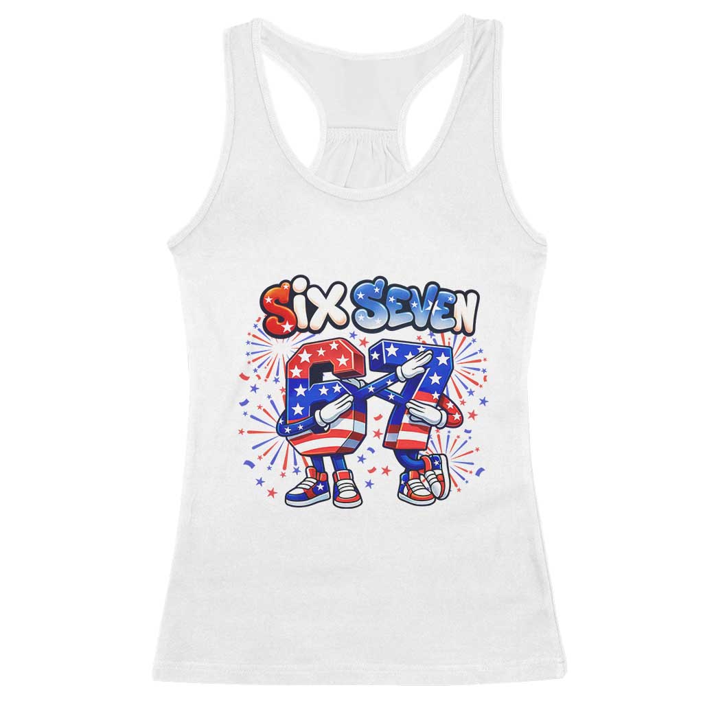 Funny Six Seven Dabbing Racerback Tank Top Patriotic American Pride Gift TS12 White Print Your Wear