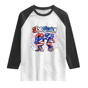 Funny Six Seven Dabbing Raglan Shirt Patriotic American Pride Gift TS12 White Black Print Your Wear