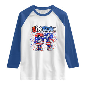 Funny Six Seven Dabbing Raglan Shirt Patriotic American Pride Gift TS12 White Royal Print Your Wear
