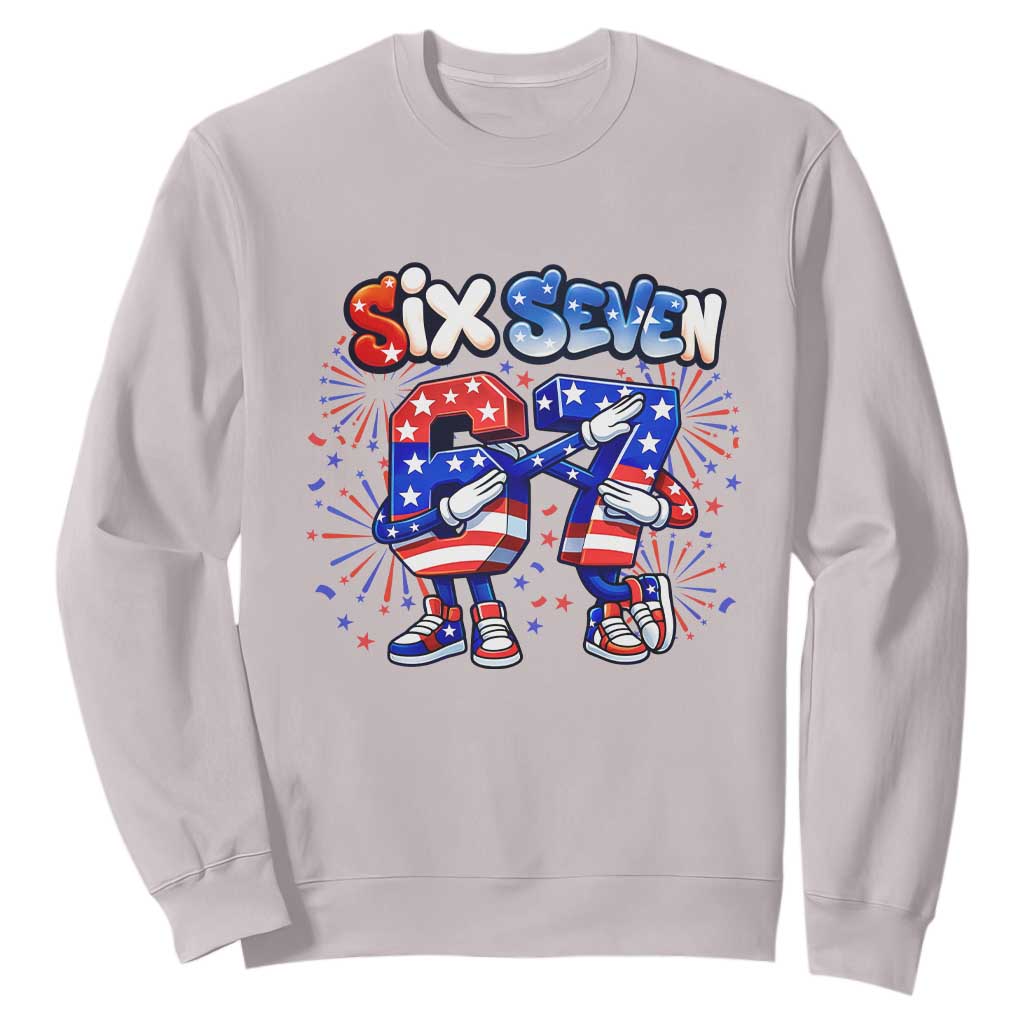 Funny Six Seven Dabbing Sweatshirt Patriotic American Pride Gift TS12 Ice Gray Print Your Wear