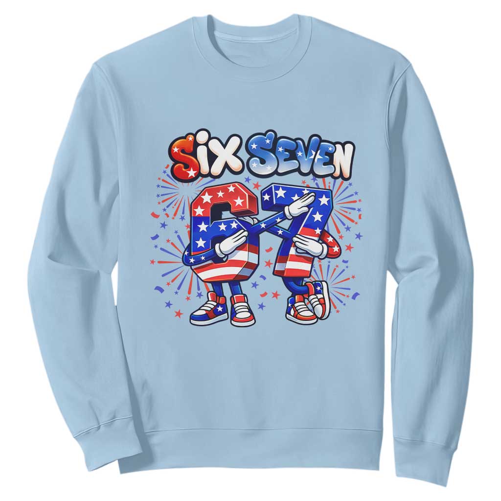 Funny Six Seven Dabbing Sweatshirt Patriotic American Pride Gift TS12 Light Blue Print Your Wear