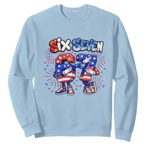 Funny Six Seven Dabbing Sweatshirt Patriotic American Pride Gift TS12 Light Blue Print Your Wear