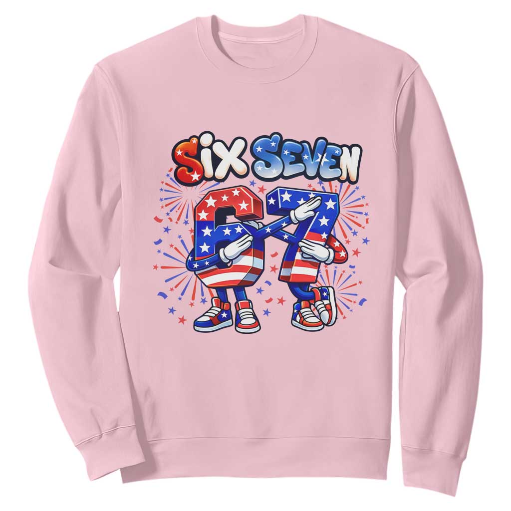 Funny Six Seven Dabbing Sweatshirt Patriotic American Pride Gift TS12 Light Pink Print Your Wear