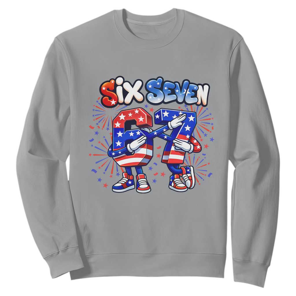 Funny Six Seven Dabbing Sweatshirt Patriotic American Pride Gift TS12 Sport Gray Print Your Wear