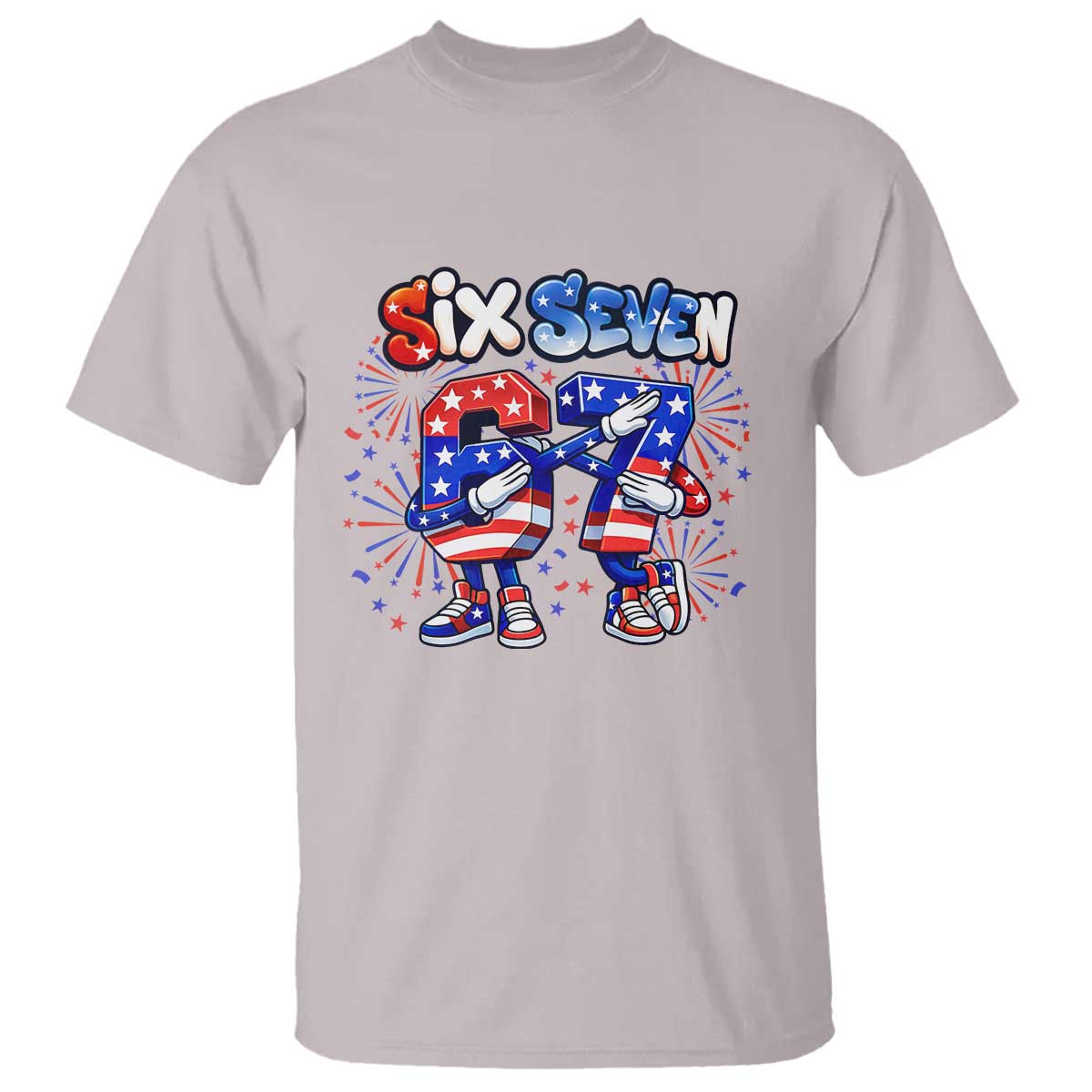 Funny Six Seven Dabbing T Shirt Patriotic American Pride Gift TS12 Ice Gray Print Your Wear