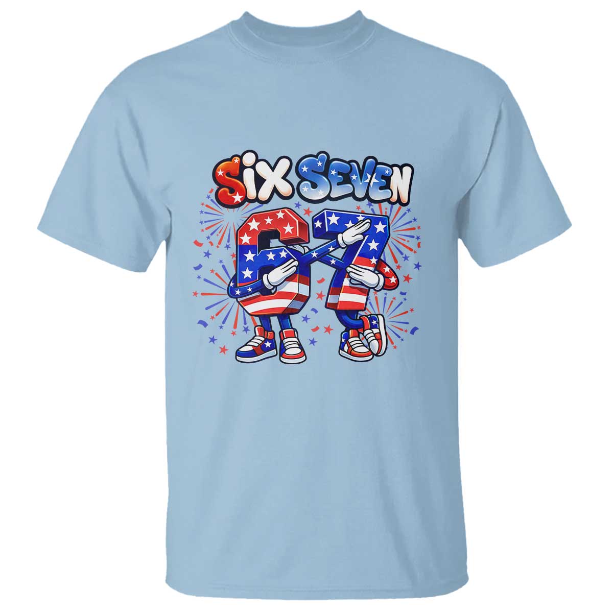 Funny Six Seven Dabbing T Shirt Patriotic American Pride Gift TS12 Light Blue Print Your Wear