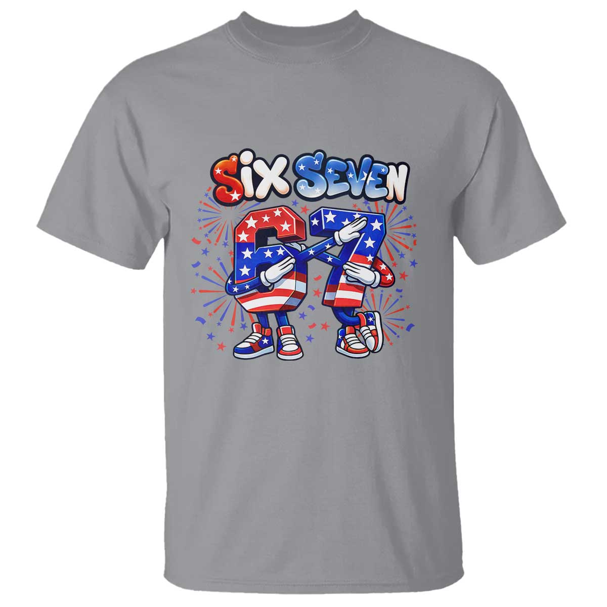 Funny Six Seven Dabbing T Shirt Patriotic American Pride Gift TS12 Sport Gray Print Your Wear