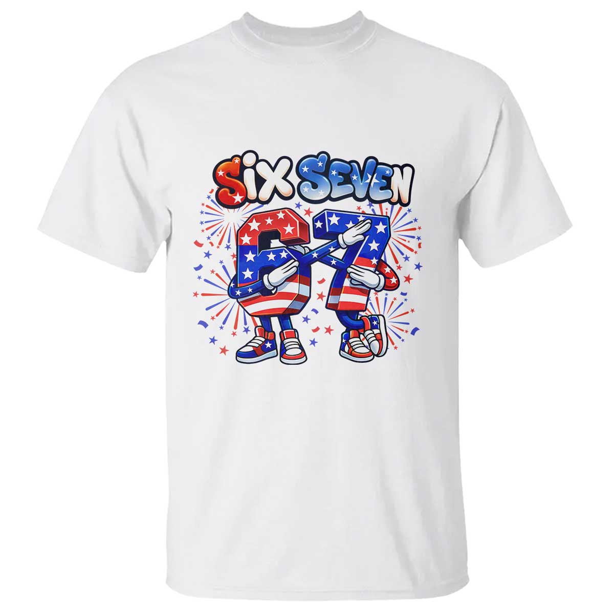Funny Six Seven Dabbing T Shirt Patriotic American Pride Gift TS12 White Print Your Wear