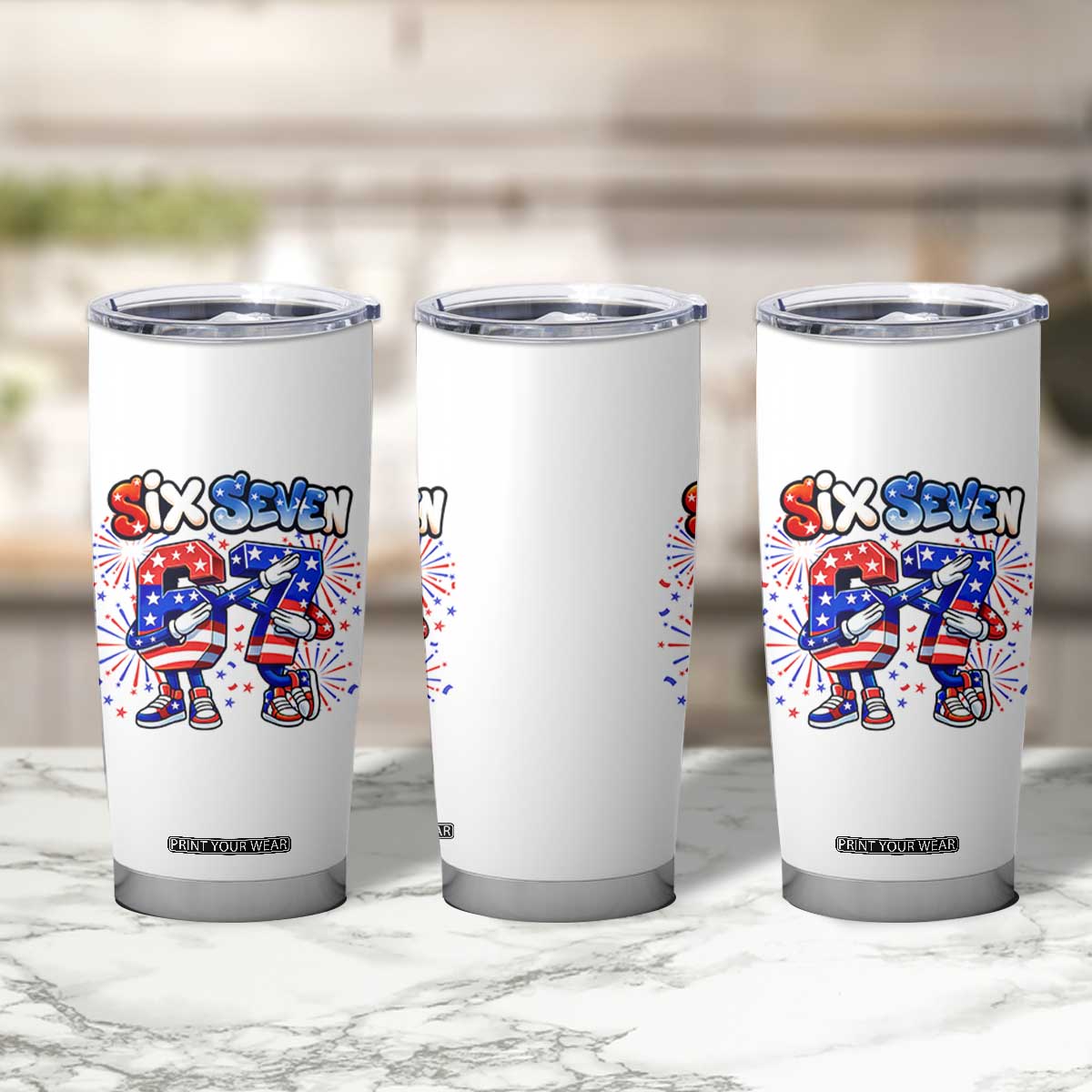 Funny Six Seven Dabbing Tumbler Cup Patriotic American Pride Gift TS12 Print Your Wear