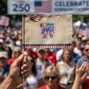 Funny Six Seven Dabbing Patriotic Handheld Flag American Pride Gift TS12 Vintage 8.2" × 5.5" Rustic Tan Navy Print Your Wear