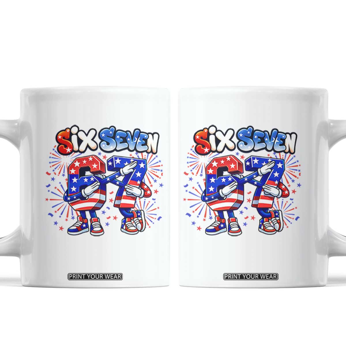 Funny Six Seven Dabbing Coffee Mug Patriotic American Pride Gift TS12 White Print Your Wear