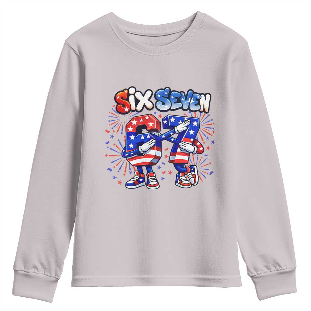 Funny Six Seven Dabbing Youth Sweatshirt Patriotic American Pride Gift TS12 Ice Gray Print Your Wear