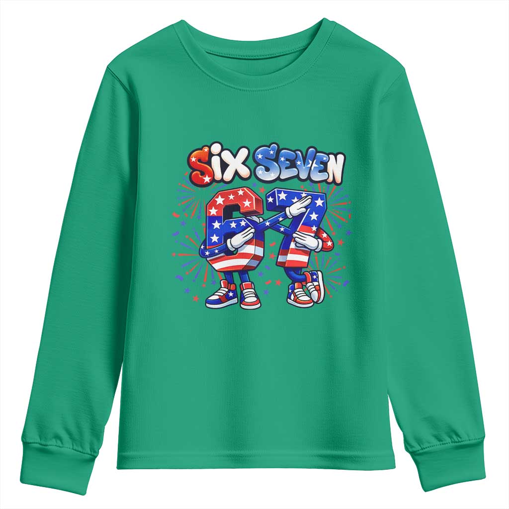 Funny Six Seven Dabbing Youth Sweatshirt Patriotic American Pride Gift TS12 Irish Green Print Your Wear