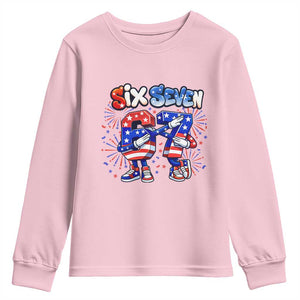Funny Six Seven Dabbing Youth Sweatshirt Patriotic American Pride Gift TS12 Light Pink Print Your Wear