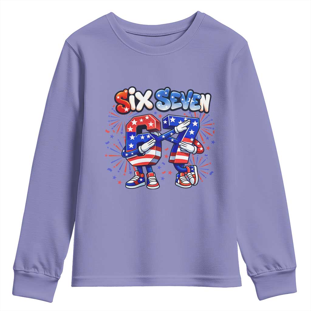 Funny Six Seven Dabbing Youth Sweatshirt Patriotic American Pride Gift TS12 Violet Print Your Wear