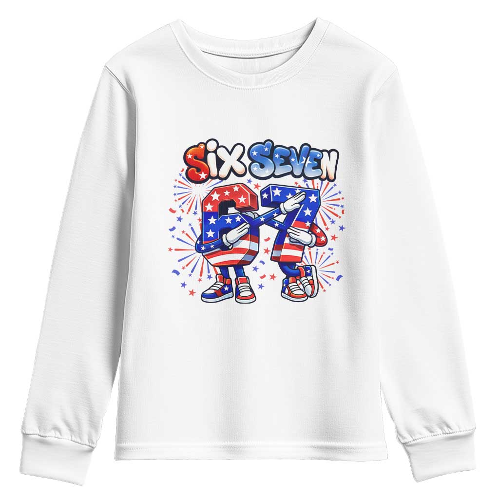 Funny Six Seven Dabbing Youth Sweatshirt Patriotic American Pride Gift TS12 White Print Your Wear