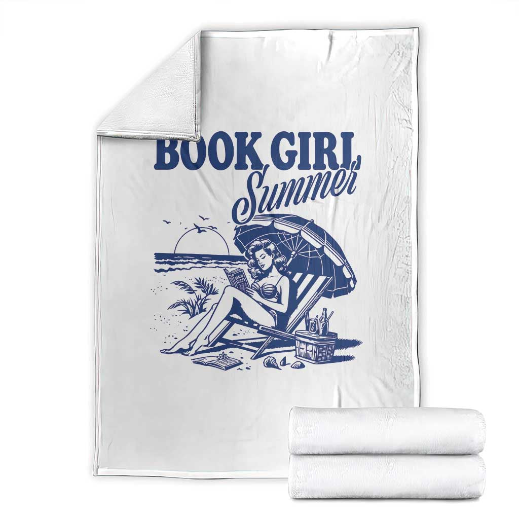 Book Girl Summer Throw Blanket Funny Beach Book Lover Gift TS12 White Print Your Wear