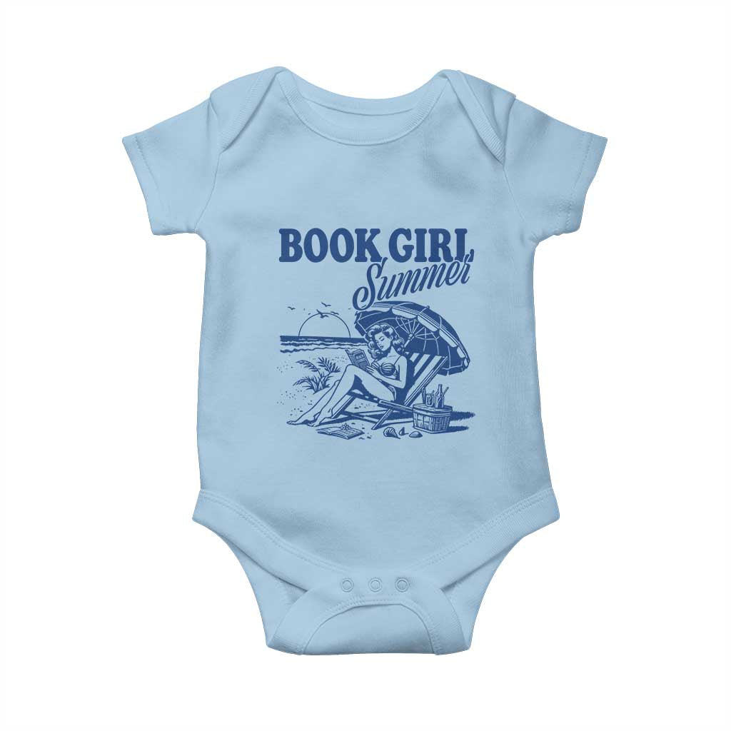 Book Girl Summer Baby Onesie Funny Beach Book Lover Gift TS12 Light Blue Print Your Wear
