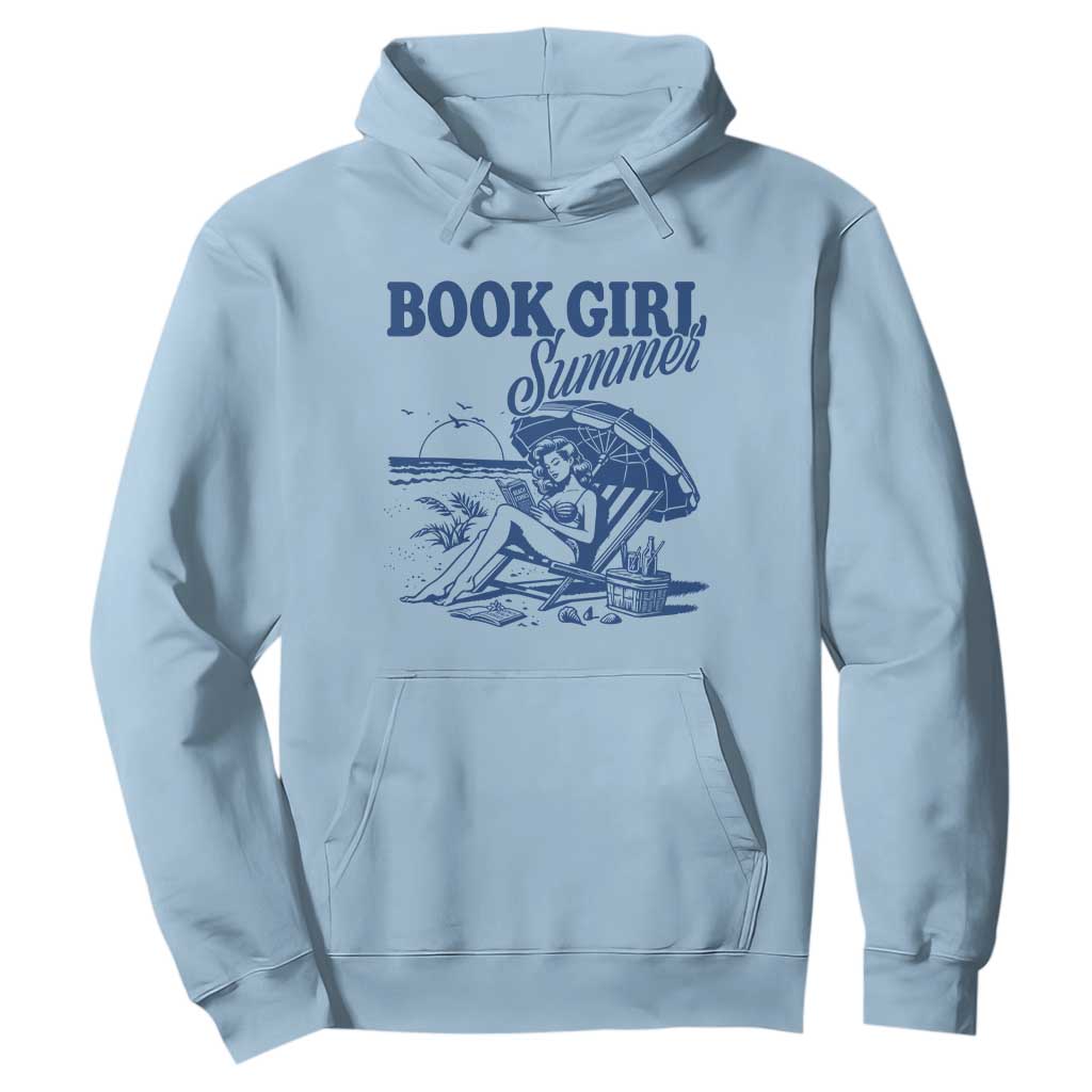 Book Girl Summer Hoodie Funny Beach Book Lover Gift TS12 Light Blue Print Your Wear