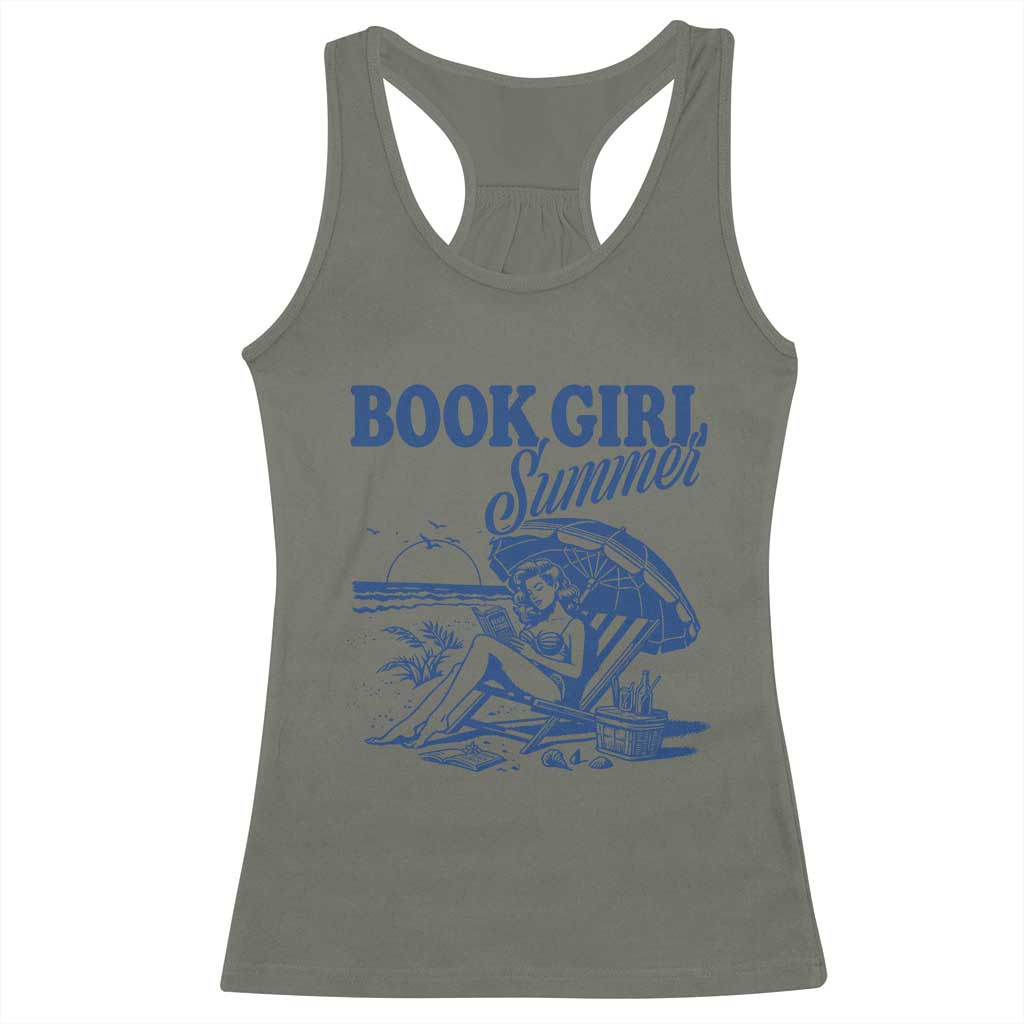 Book Girl Summer Racerback Tank Top Funny Beach Book Lover Gift TS12 Military Green Print Your Wear