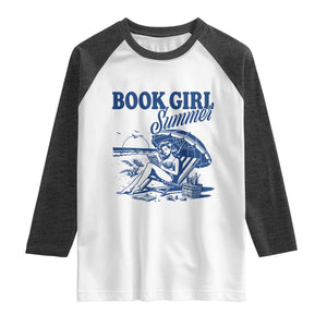 Book Girl Summer Raglan Shirt Funny Beach Book Lover Gift TS12 White Heather Charcoal Print Your Wear