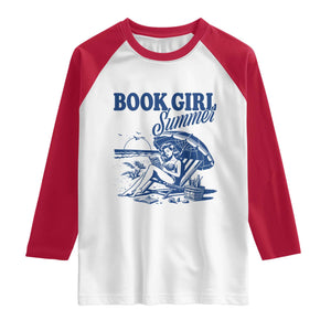 Book Girl Summer Raglan Shirt Funny Beach Book Lover Gift TS12 White Red Print Your Wear