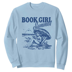 Book Girl Summer Sweatshirt Funny Beach Book Lover Gift TS12 Light Blue Print Your Wear