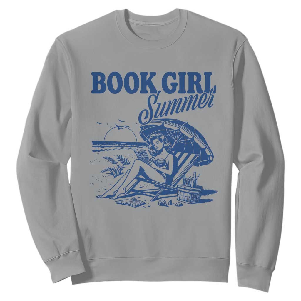 Book Girl Summer Sweatshirt Funny Beach Book Lover Gift TS12 Sport Gray Print Your Wear