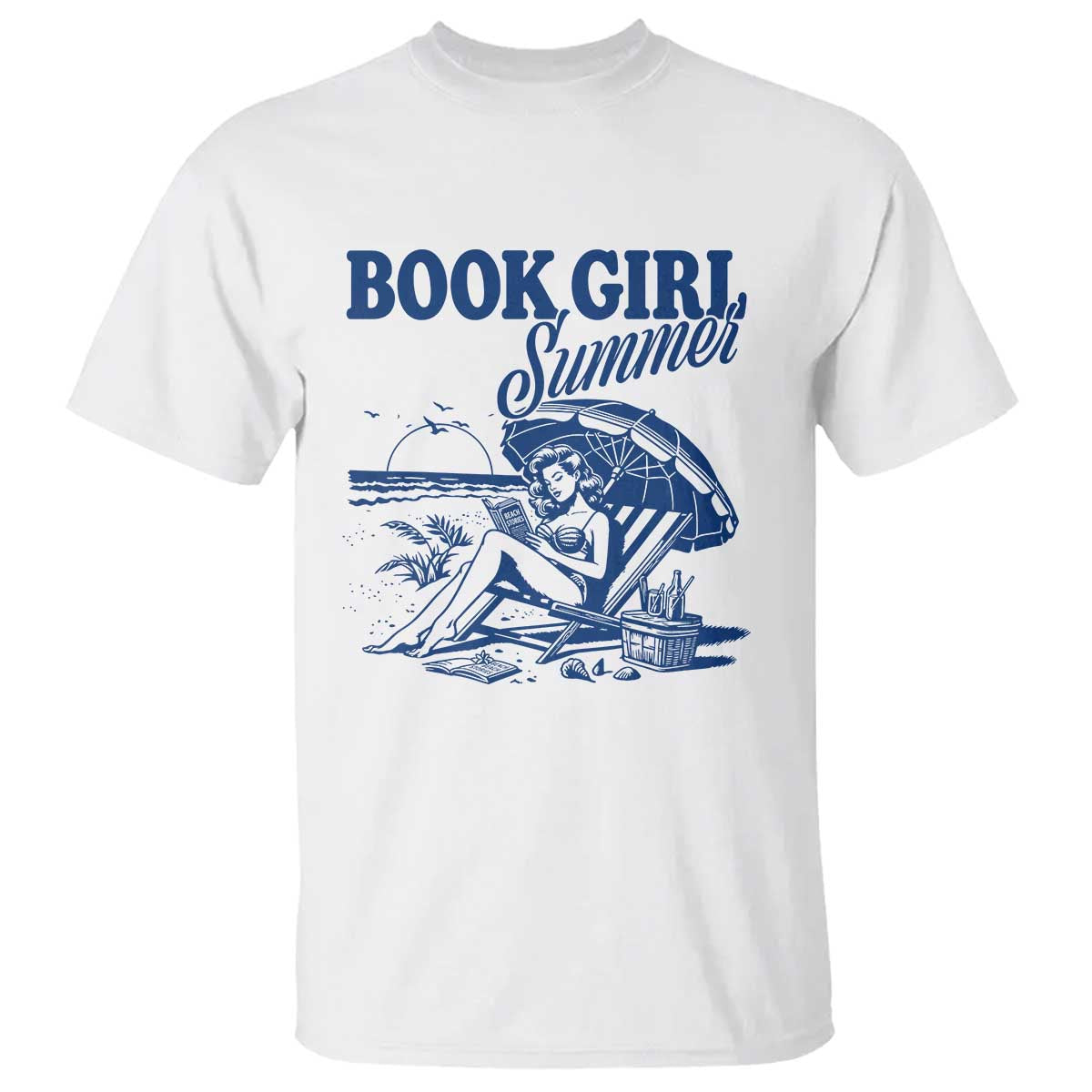 Book Girl Summer T Shirt Funny Beach Book Lover Gift TS12 White Print Your Wear