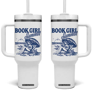 Book Girl Summer Tumbler With Handle Funny Beach Book Lover Gift TS12 One Size: 40 oz White Print Your Wear