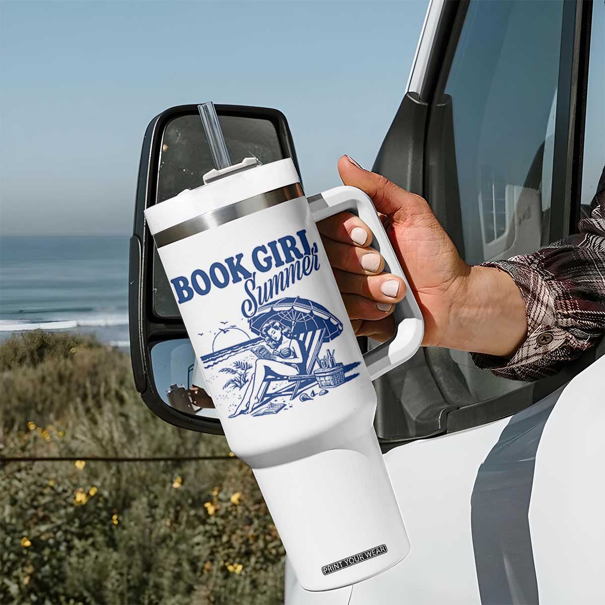 Book Girl Summer Tumbler With Handle Funny Beach Book Lover Gift TS12 Print Your Wear