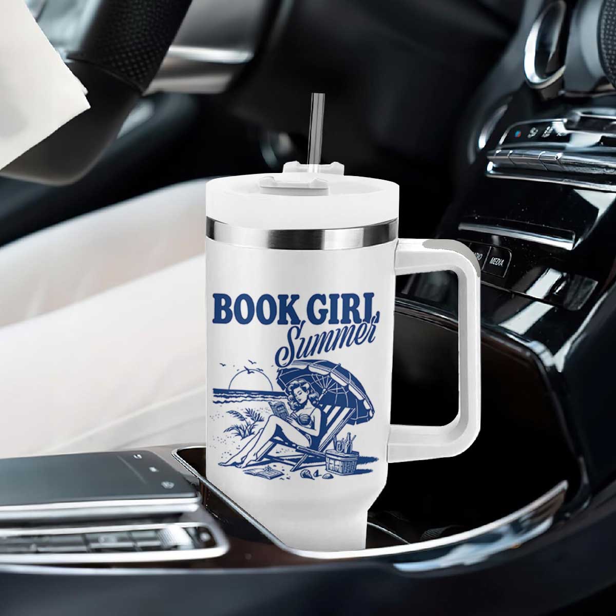 Book Girl Summer Tumbler With Handle Funny Beach Book Lover Gift TS12 Print Your Wear