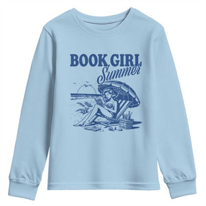 Book Girl Summer Youth Sweatshirt Funny Beach Book Lover Gift TS12 Light Blue Print Your Wear