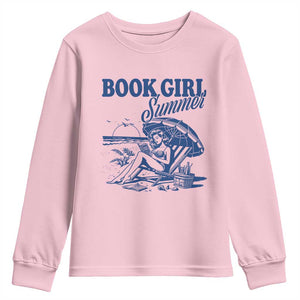 Book Girl Summer Youth Sweatshirt Funny Beach Book Lover Gift TS12 Light Pink Print Your Wear
