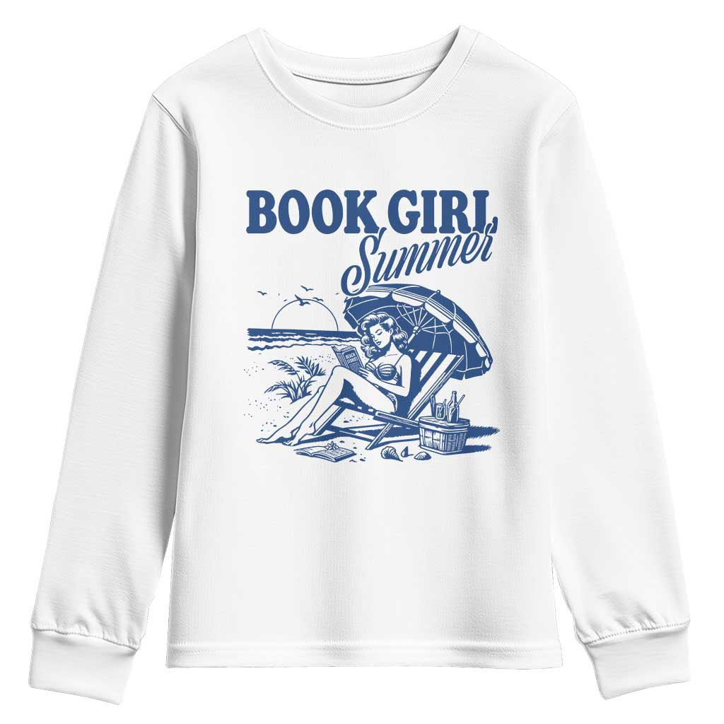 Book Girl Summer Youth Sweatshirt Funny Beach Book Lover Gift TS12 White Print Your Wear