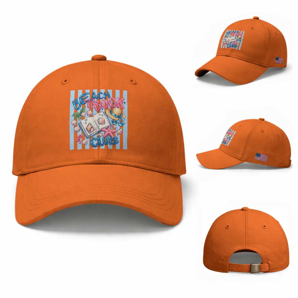 Beach Book Club Baseball Cap Bookworm Summer Vacation Graphic TS12 Baseball Cap Universal Fit Orange Print Your Wear