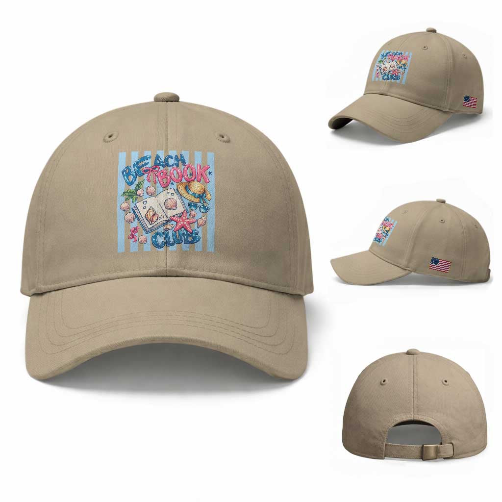 Beach Book Club Baseball Cap Bookworm Summer Vacation Graphic TS12 Baseball Cap Universal Fit Khaki Print Your Wear