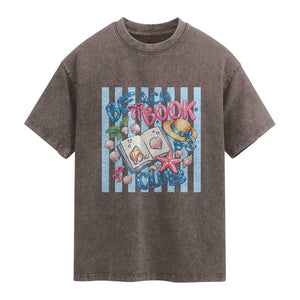 Beach Book Club Washed Cotton T-Shirt Bookworm Summer Vacation Graphic