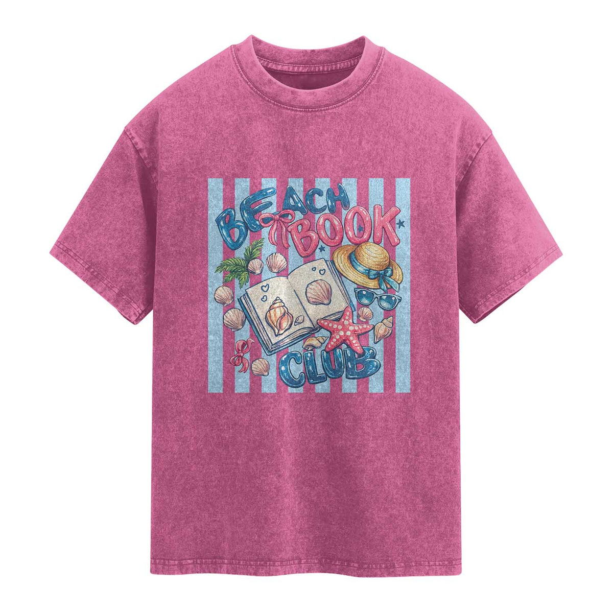 Beach Book Club Washed Cotton T-Shirt Bookworm Summer Vacation Graphic