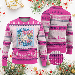 Beach Book Club Ugly Christmas Sweater Bookworm Summer Vacation Graphic TS12 Hot Pink Print Your Wear
