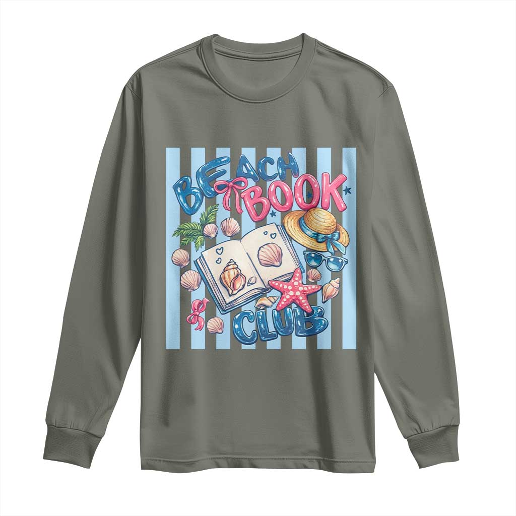 Beach Book Club Long Sleeve Shirt Bookworm Summer Vacation Graphic TS12 Military Green Print Your Wear