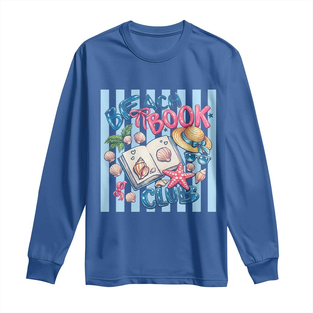 Beach Book Club Long Sleeve Shirt Bookworm Summer Vacation Graphic TS12 Royal Blue Print Your Wear