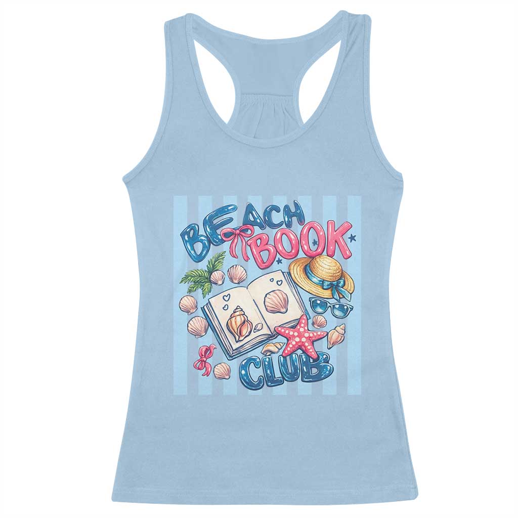 Beach Book Club Racerback Tank Top Bookworm Summer Vacation Graphic TS12 Light Blue Print Your Wear