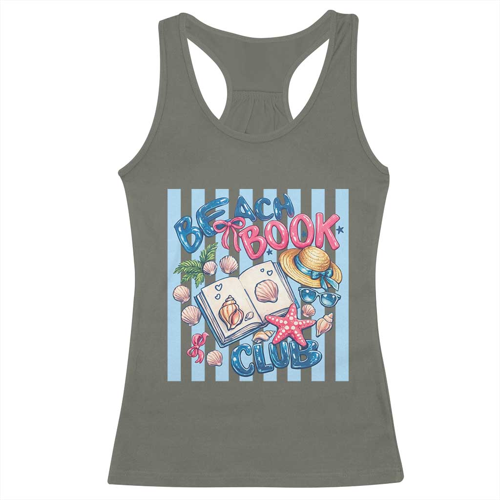 Beach Book Club Racerback Tank Top Bookworm Summer Vacation Graphic TS12 Military Green Print Your Wear