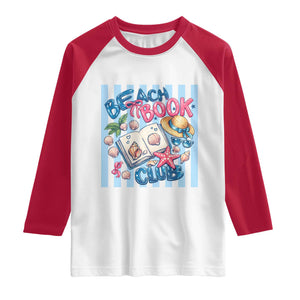 Beach Book Club Raglan Shirt Bookworm Summer Vacation Graphic TS12 White Red Print Your Wear