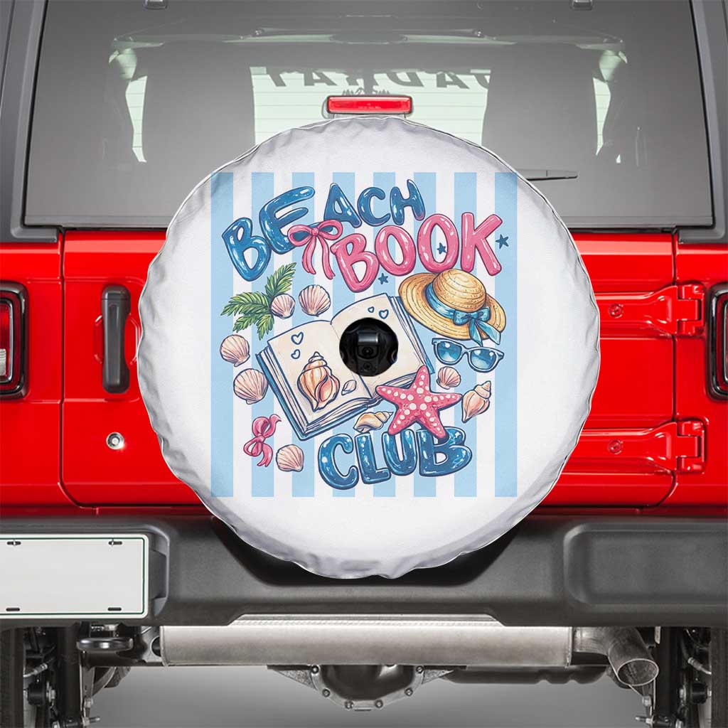 Beach Book Club Spare Tire Cover Bookworm Summer Vacation Graphic TS12 White Print Your Wear