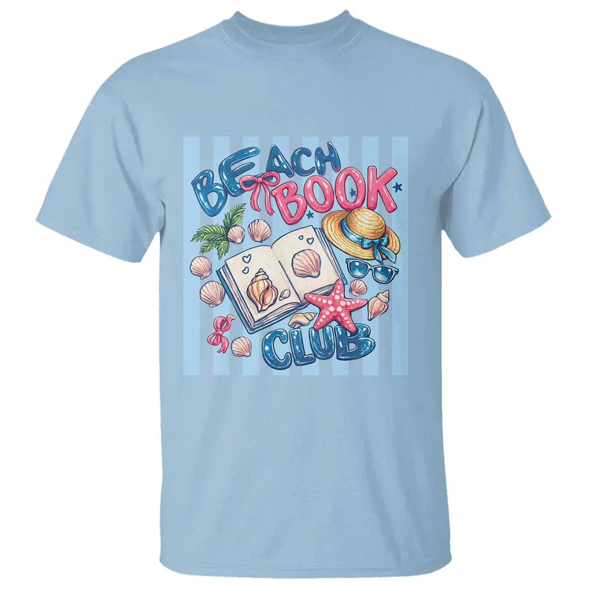 Beach Book Club T Shirt Bookworm Summer Vacation Graphic TS12 Light Blue Print Your Wear