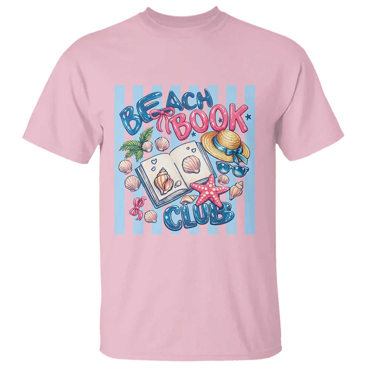 Beach Book Club T Shirt Bookworm Summer Vacation Graphic TS12 Light Pink Print Your Wear