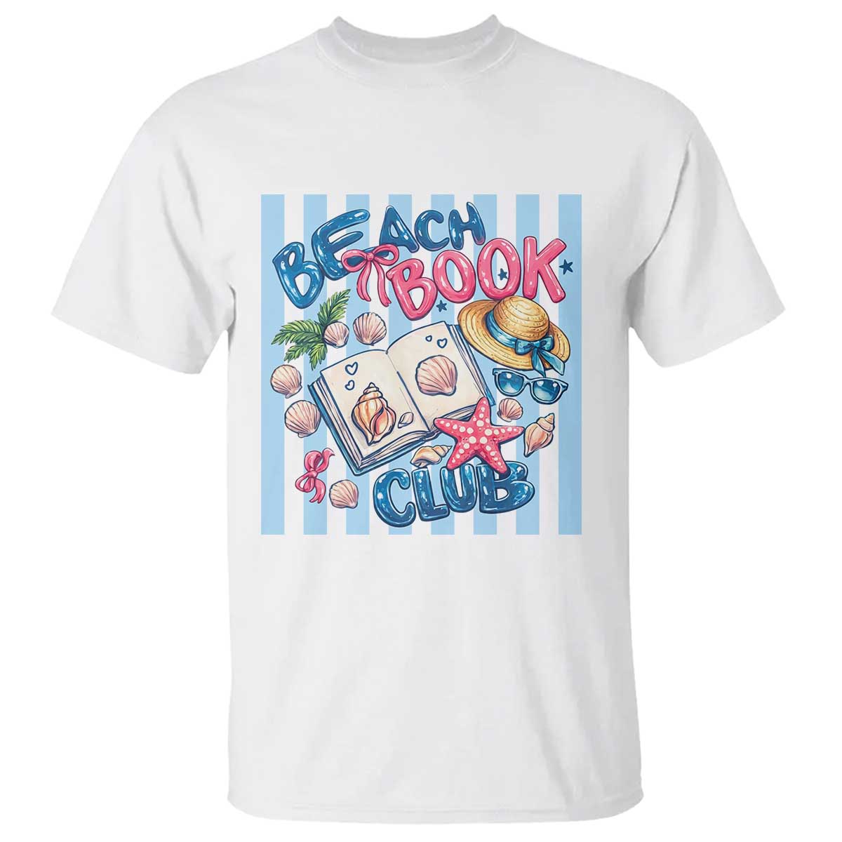 Beach Book Club T Shirt Bookworm Summer Vacation Graphic TS12 White Print Your Wear