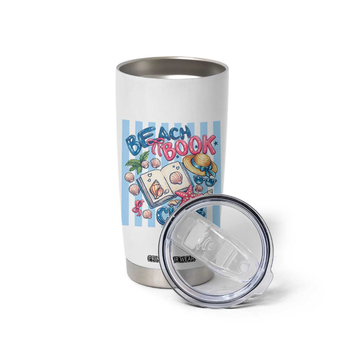 Beach Book Club Tumbler Cup Bookworm Summer Vacation Graphic TS12 Print Your Wear